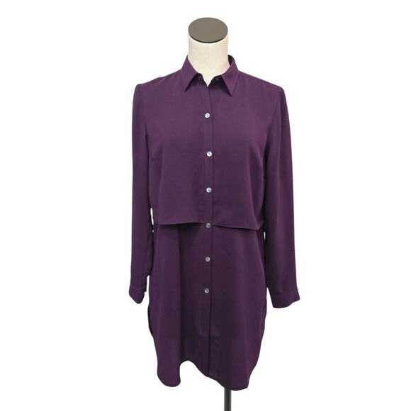 J. Jill Womens Size XS Purple Layered‎ Button Down Shirt Top Office Lightweight - Picture 1 of 9